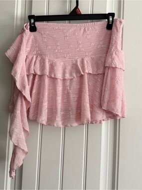 See You Monday Pink Ruffle Mini Skirt